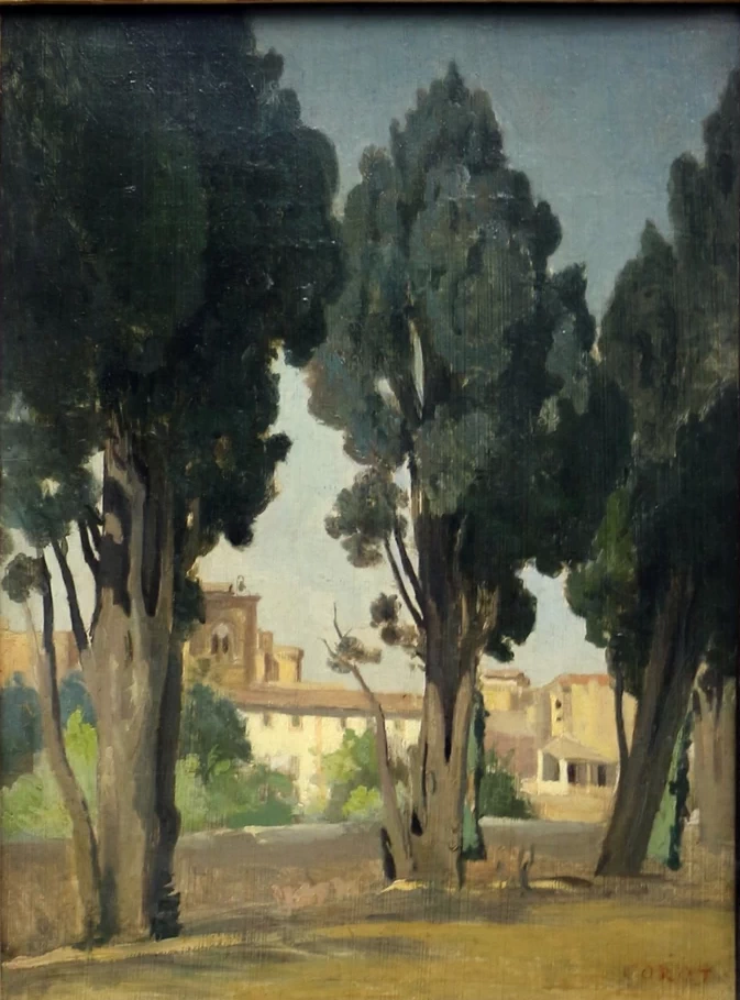 Jean - Baptiste, Camille Corot, 208, Terrazza giardino dell'ospizio Villeneuve, lès, Avignon, Louvre, Parigi